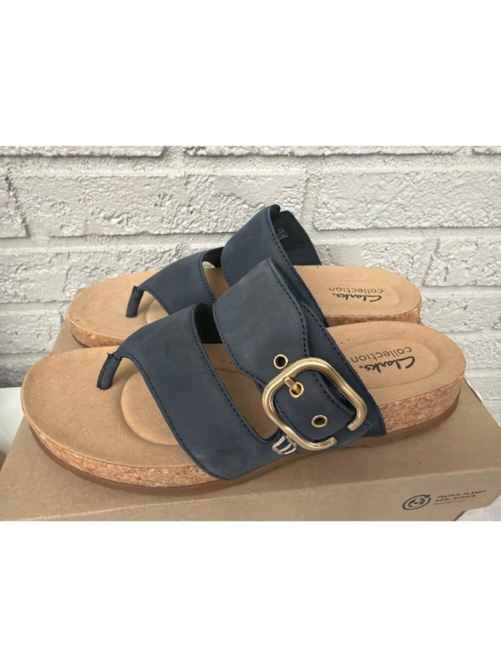 Clarks Raleigh Park Navy Nubuck Leather Women's Sandals Size 8M - Picture 6 of 10